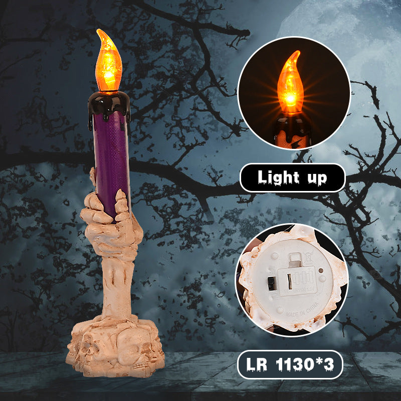 Spooky Candle Holder with Skeleton Hand Base Kalsten