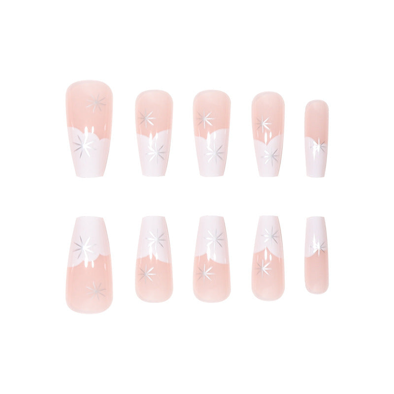 Elegant French Tip Press-On Nails with Star Accents Kalsten