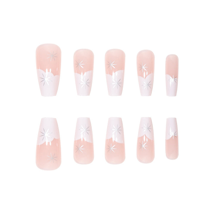 Elegant French Tip Press-On Nails with Star Accents Kalsten