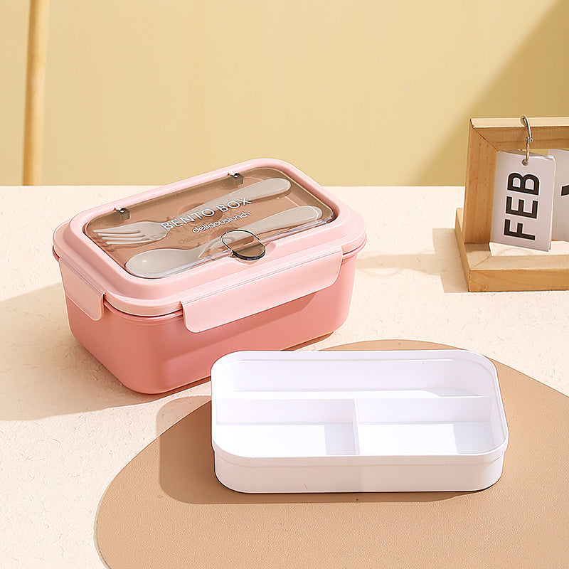 Multi-Compartment Bento Lunch Box with Integrated Utensils