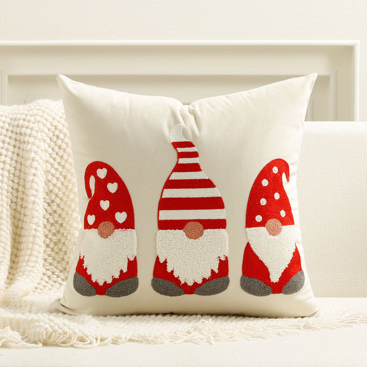 Festive Embroidered Bear Square Throw Pillow Cover