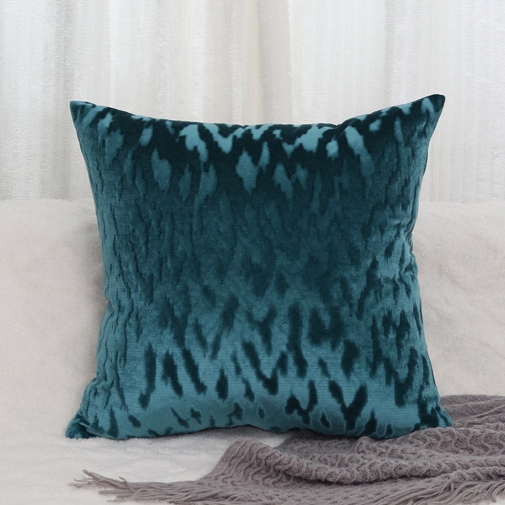 Plush Textured Velvet Square Throw Pillow Covers with Embossed Animal-Effect Jacquard