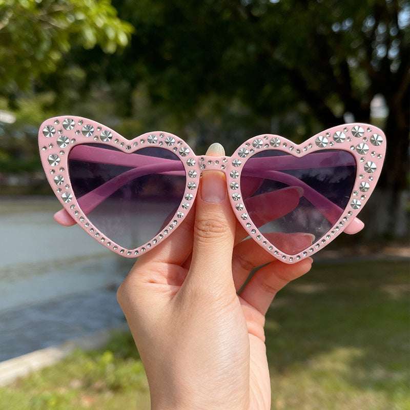 Rhinestone-Accented Heart-Shaped Sunglasses Kalsten