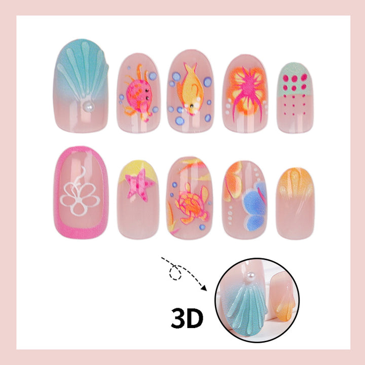 Artificial nail set with colorful floral and summery designs Kalsten