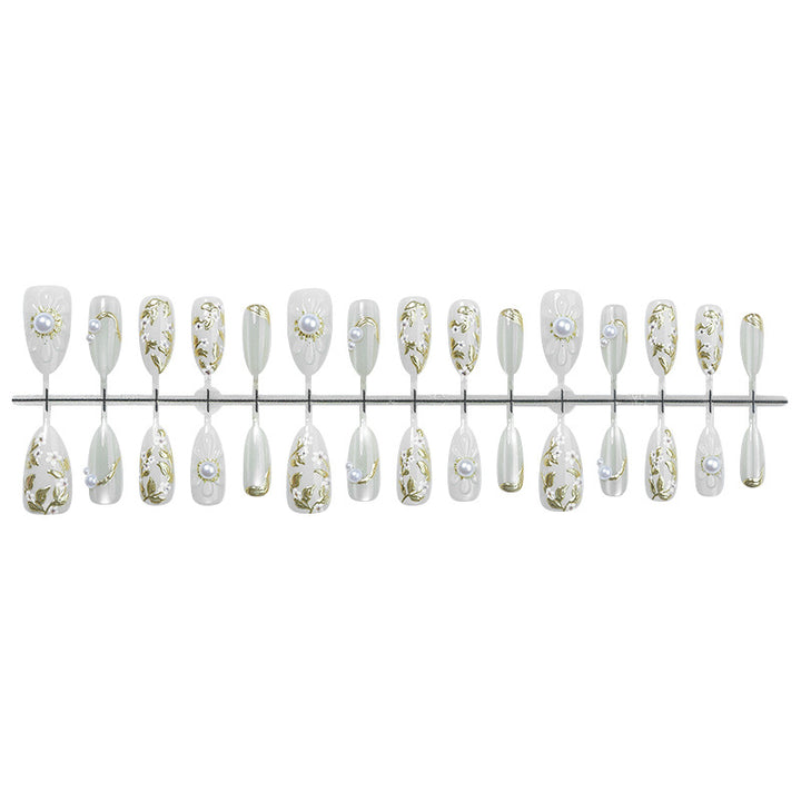 Artificial nail set with elegant flower and pearl decorations Kalsten