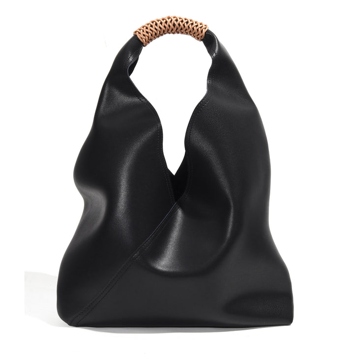 Sculptural Soft-Leather Slouch Hobo Tote with Braided Top Handle