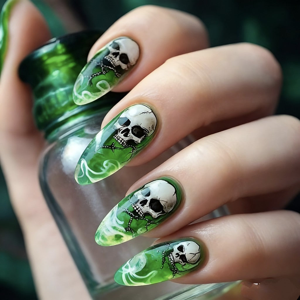 Artistic Skull Themed Nail Art Set