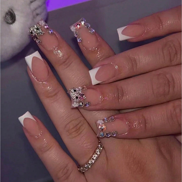Artificial nail set with stylish rhinestone decorations Kalsten
