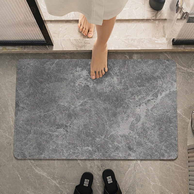 Marble-Effect Soft Bath Mat