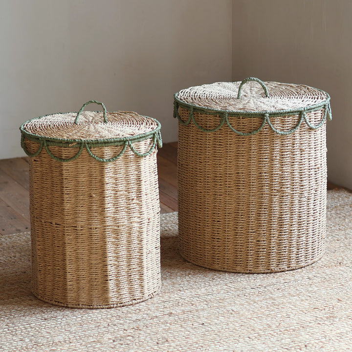 Rustic laundry basket with lid Kalsten