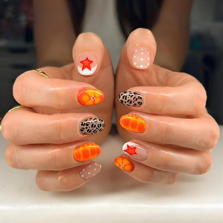 Acrylic nail set with trendy animal and color patterns Kalsten