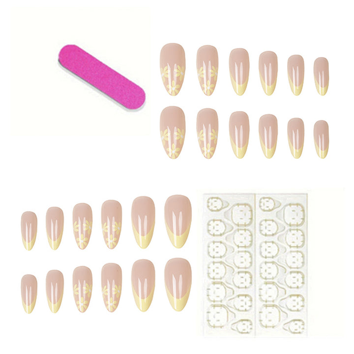 Elegant Floral French Tip Press-On Nails