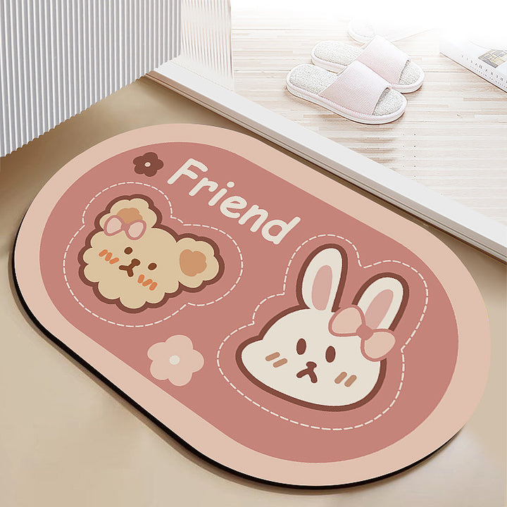 Cute Bunny-Themed Door Mat