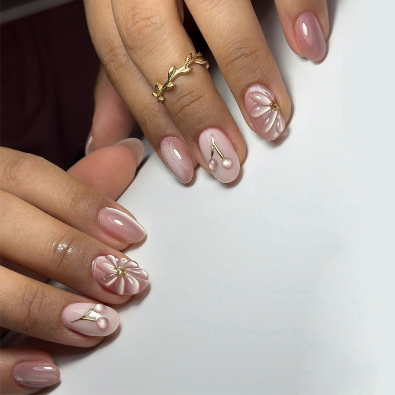 Floral Embellished Press-On Nails Kalsten