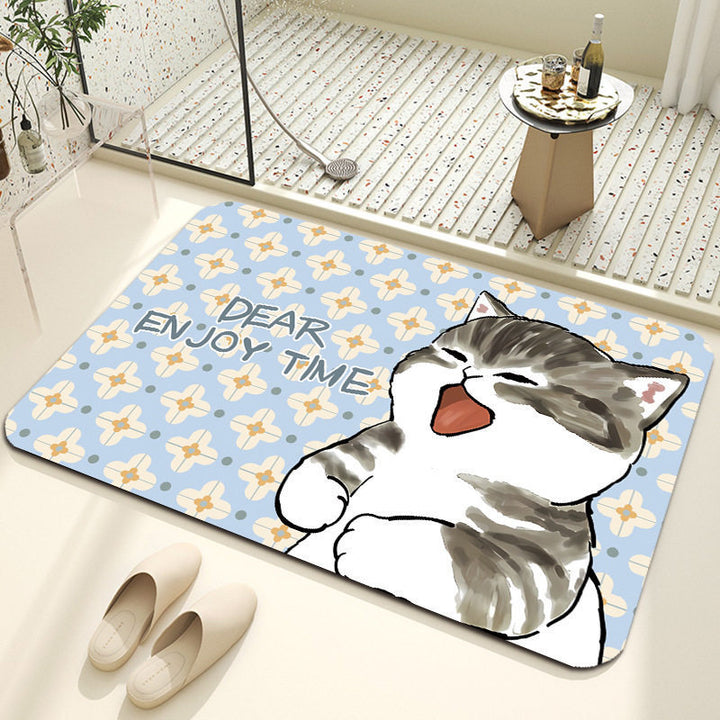 Cute Cat-Themed Plush Bath Mat
