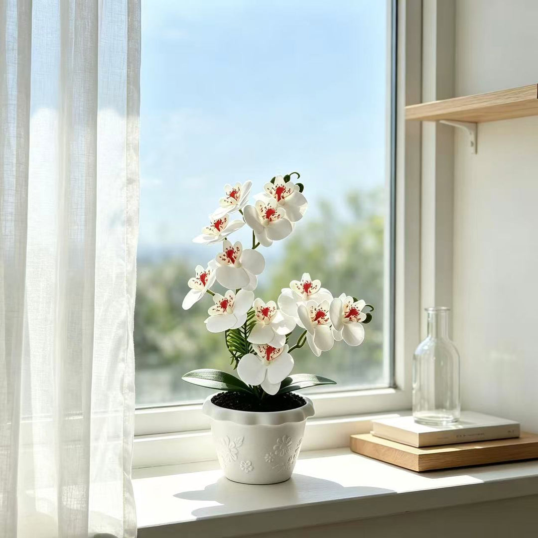 Elegant Artificial Orchid Flower Arrangement for Indoor Home Decor