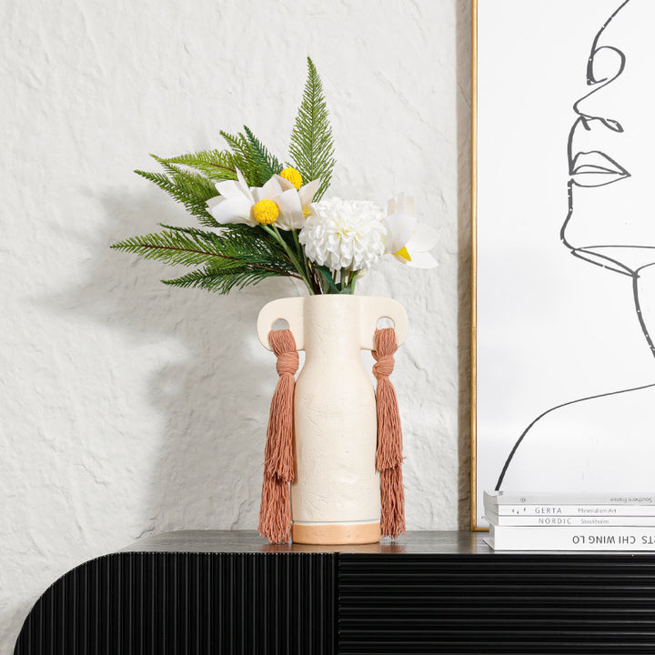 Decorative Art Vase with Tassels