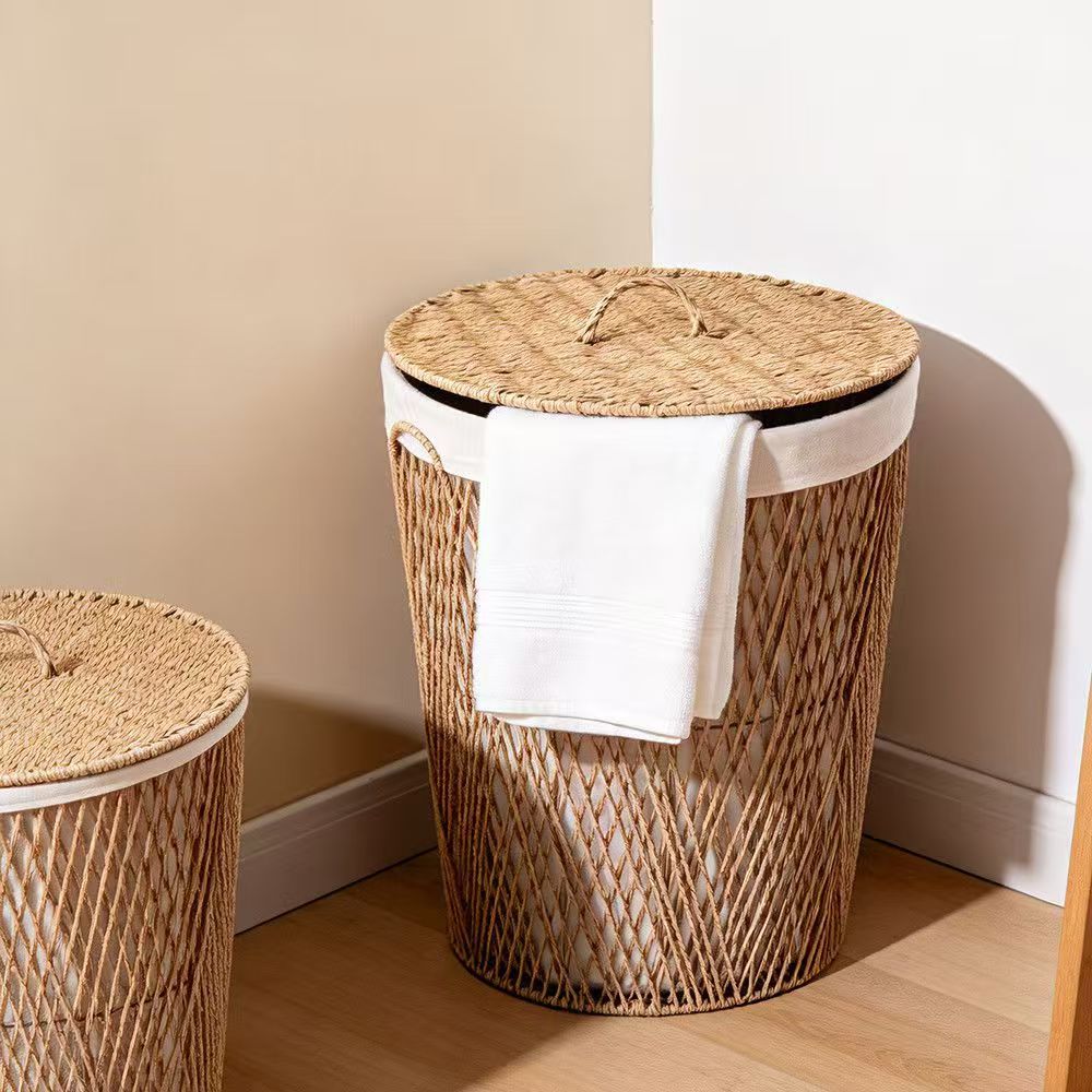 Natural fiber laundry basket with lid Kalsten