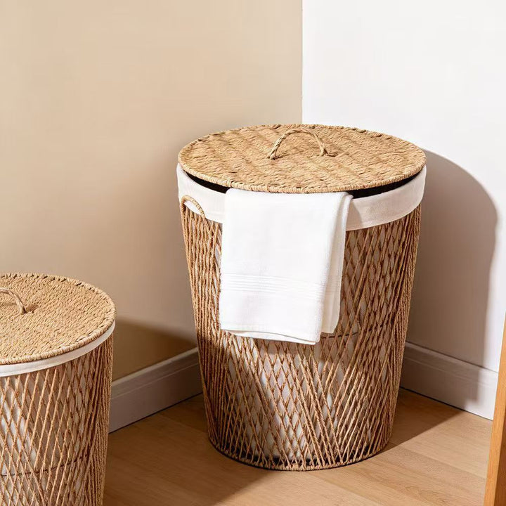 Natural fiber laundry basket with lid Kalsten