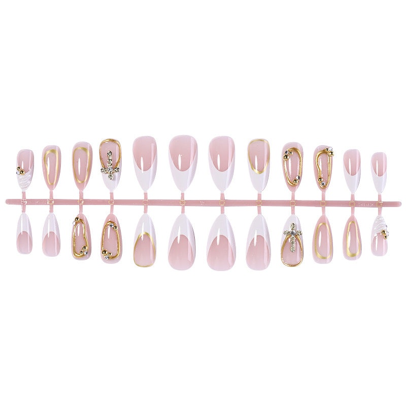 Artistic Press-On Nail Set with Elegant Design Accents kalsten