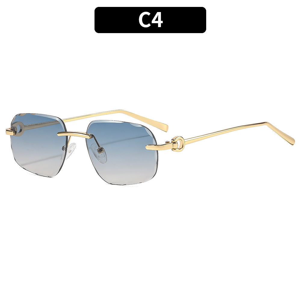 Geometric Frame Sunglasses with Adjustable Nose Pads