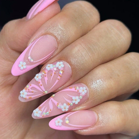 Acrylic nail set with elegant blue and nude color accents Kalsten