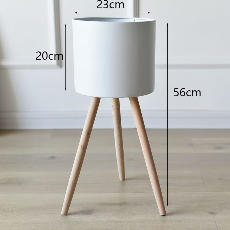 Plant pot with wooden stand