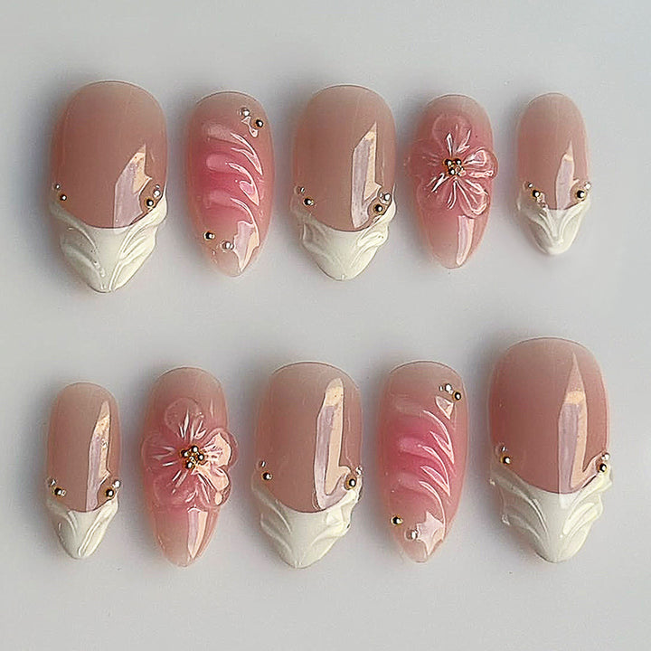 Nail set with luxurious flower and glitter accents Kalsten