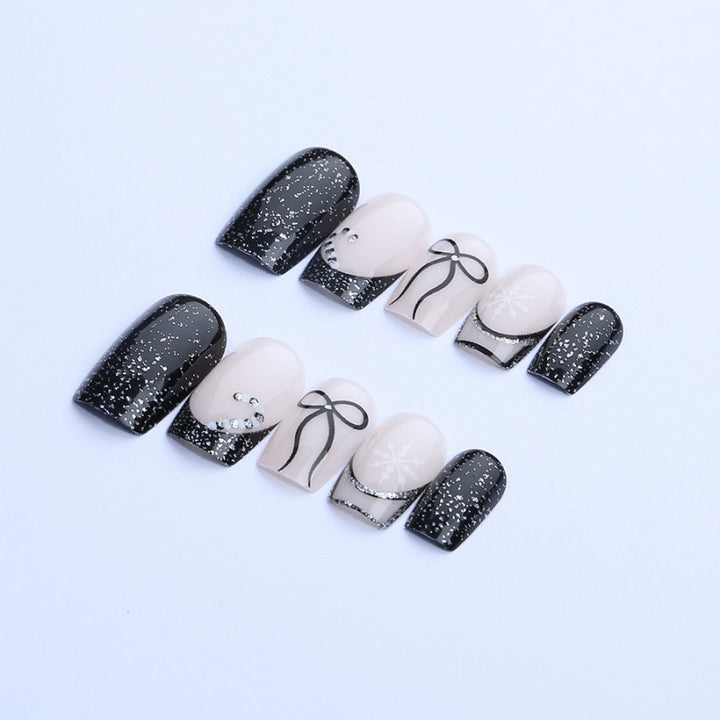 Glamorous Holiday-Themed Press-On Nail Art