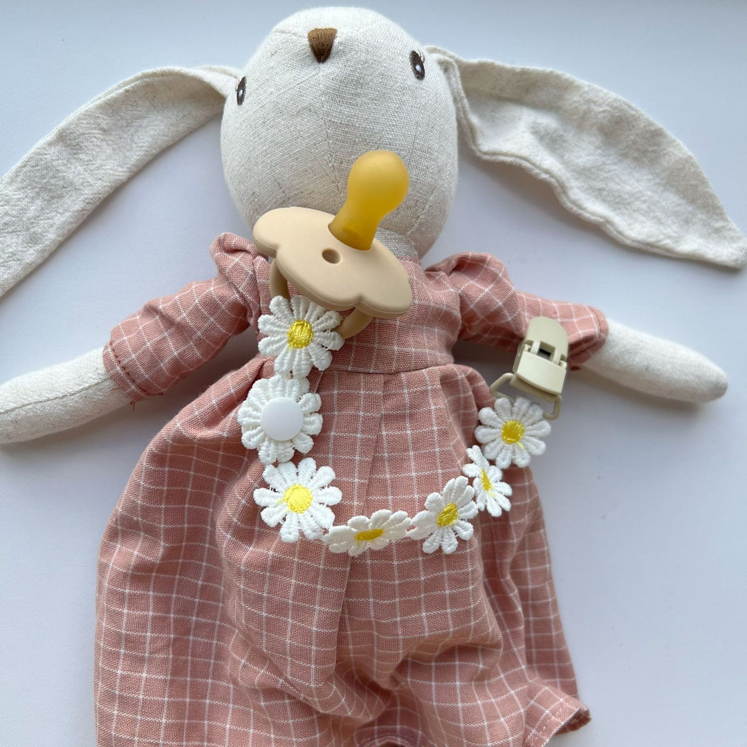 Handcrafted Floral Lace Pacifier Holder Lanyard with Safety Snap Clip
