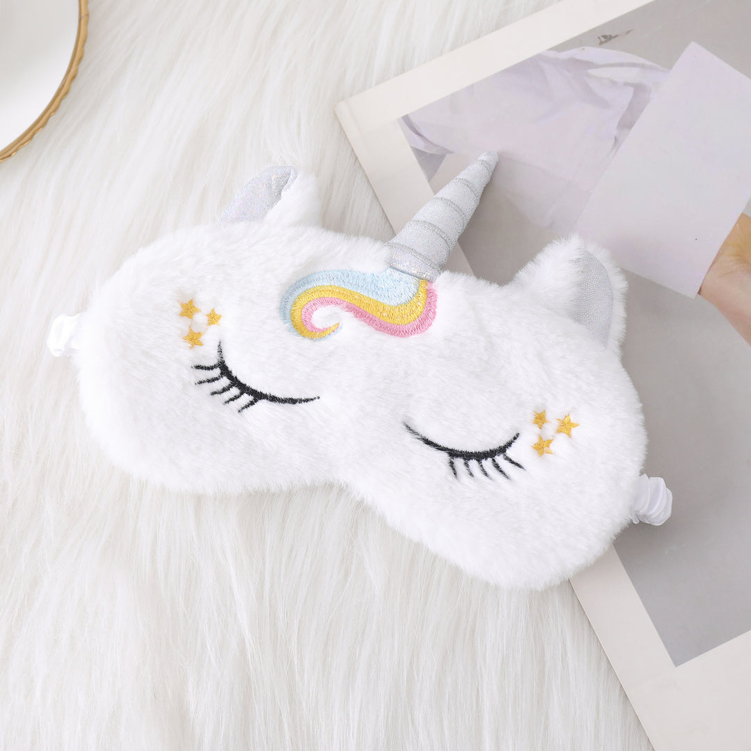 Ladies nan cozy unicorn sleep mask with embroidered eyelashes, soft plush and elastic ruffled ribbon Kalsten