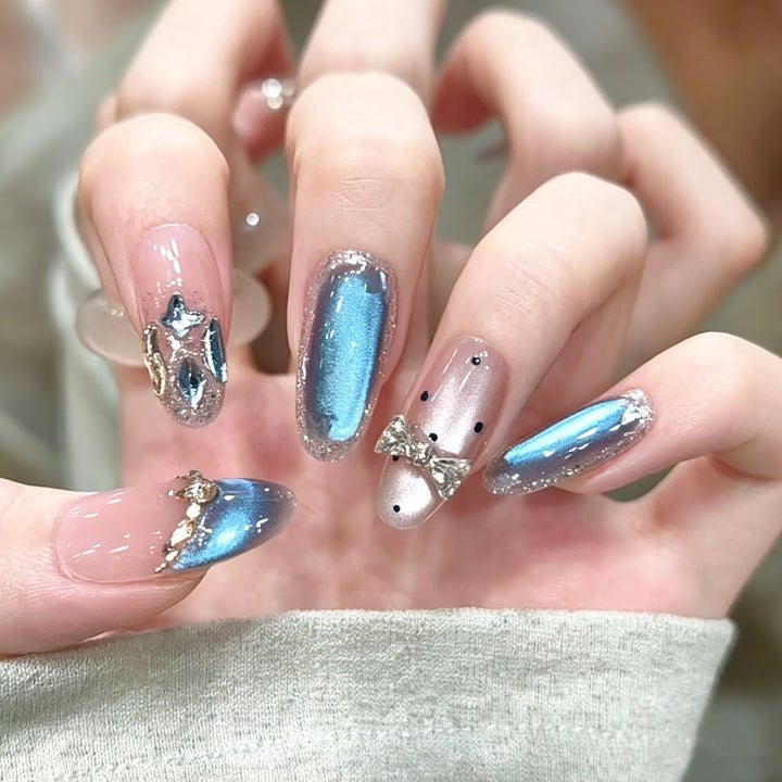 Art nails in elegant premium design with rhinestone and glitter elements Kalsten