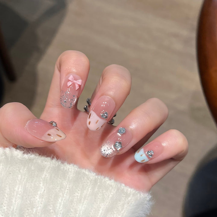 Artistic Gem-Accented Press-On Nail Extensions Kalsten