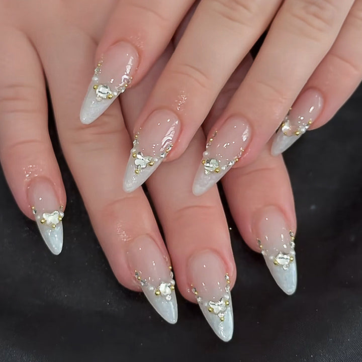 Premium Decorative Press-On Nail Set with Gem Accents Kalsten