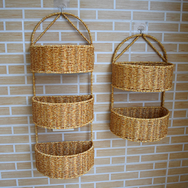 Multi-Tiered Woven Wall Hanging Storage Basket Kalsten