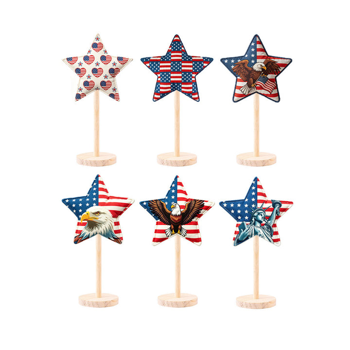 Unisex decorative star decoration figures made of fabric on wooden stand Kalsten