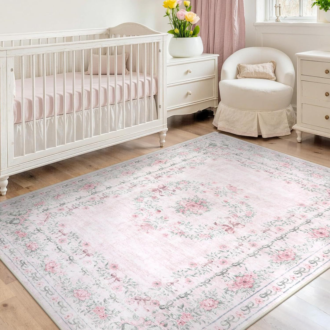 Vintage Floral Pattern Area Rug