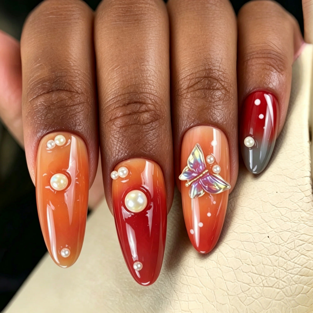 Artificial nails with intricate jewelry details Kalsten