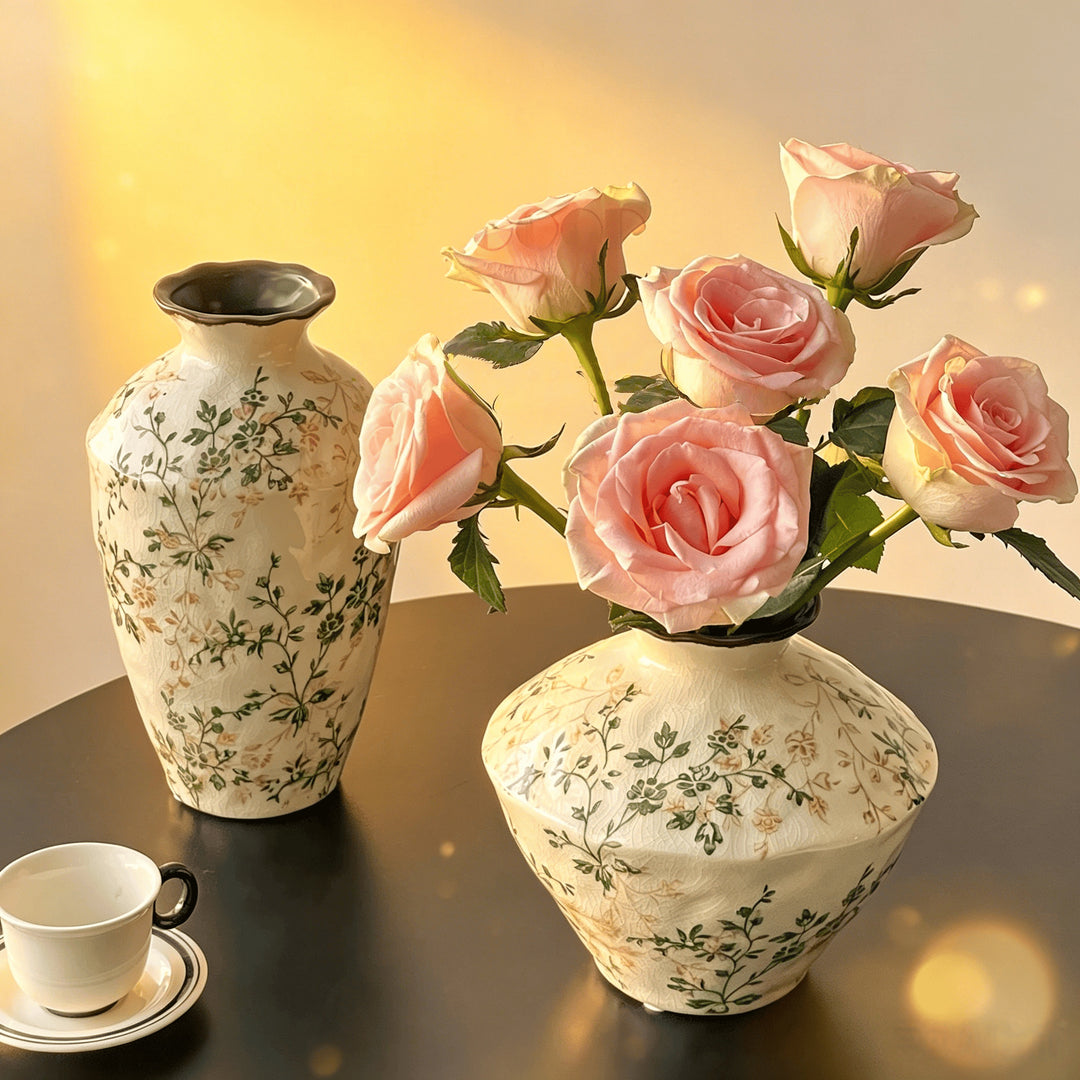 Floral Motif Decorative Ceramic Vase
