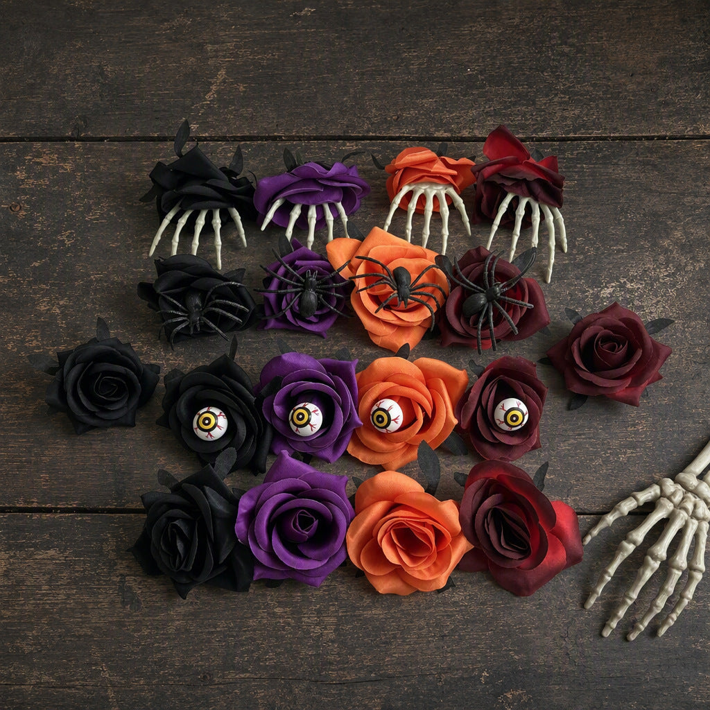 Set of delicate fabric rose hair clips for bridal and festive hairstyles