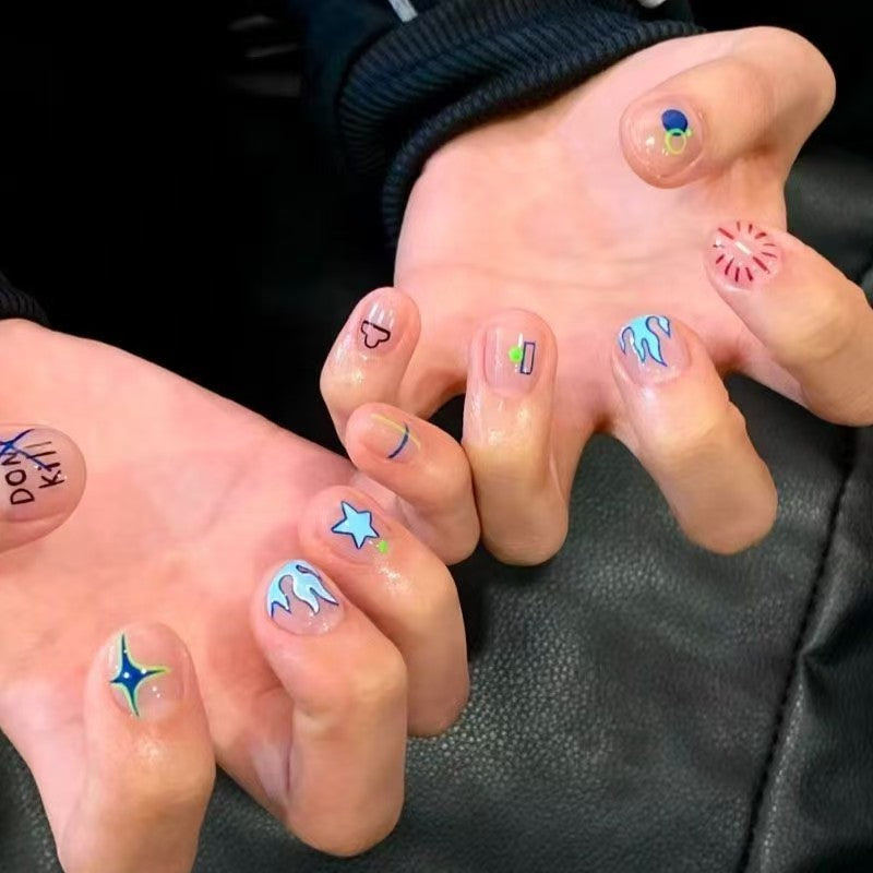 Artistic Coffee-Inspired Press-On Nail Art Set Kalsten