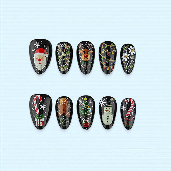 Festive artificial nail set with Christmas motifs Kalsten