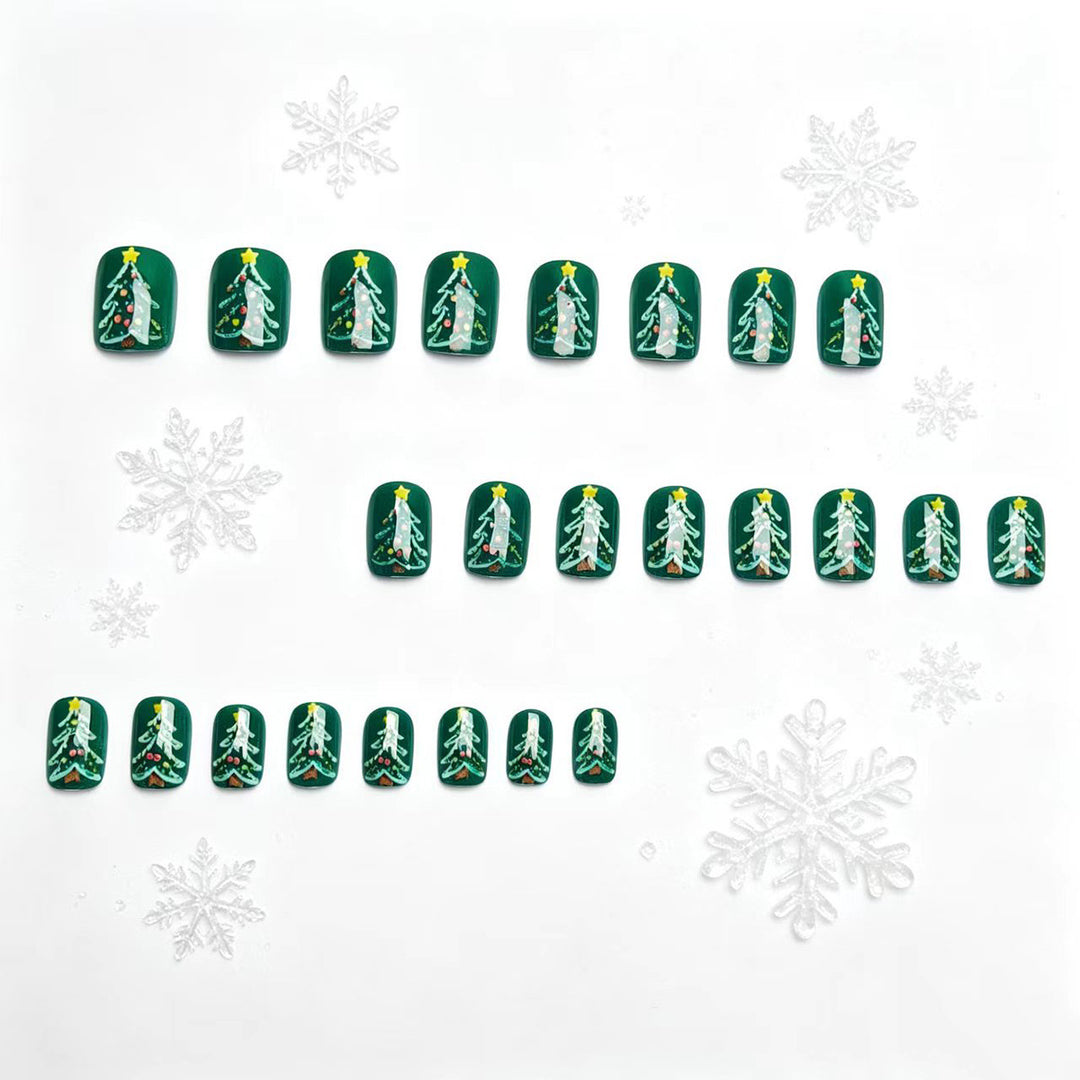 Festive artificial nails with Christmas tree design Kalsten