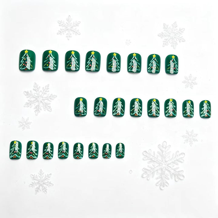 Festive artificial nails with Christmas tree design Kalsten
