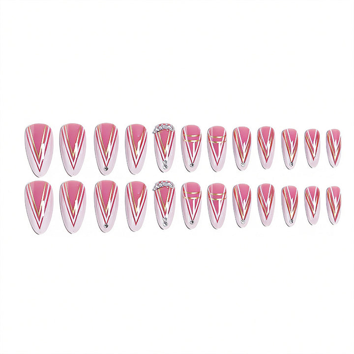 Acrylic nail set with elegant stiletto shape and luxurious embellishments Kalsten