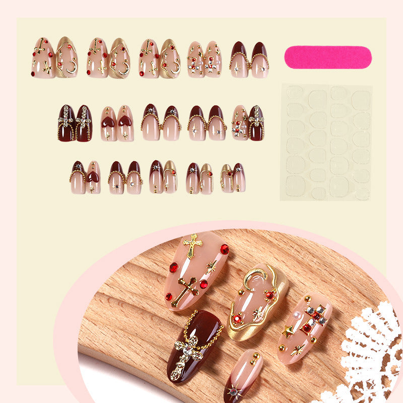 Decorative artificial nail set with elegant embellishments Kalsten