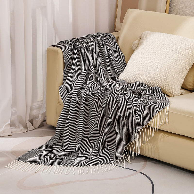Textured Herringbone Throw Blanket