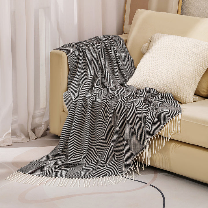 Textured Herringbone Throw Blanket