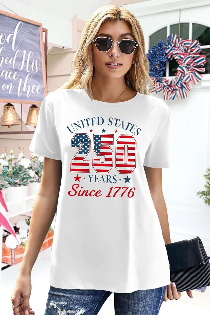 Unisex nan Patriotic semiquincentennial graphic cotton tee with distressed American flag and We the People print Kalsten