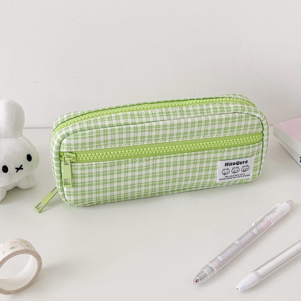Stylish Gingham Checkered Pencil Case Kalsten